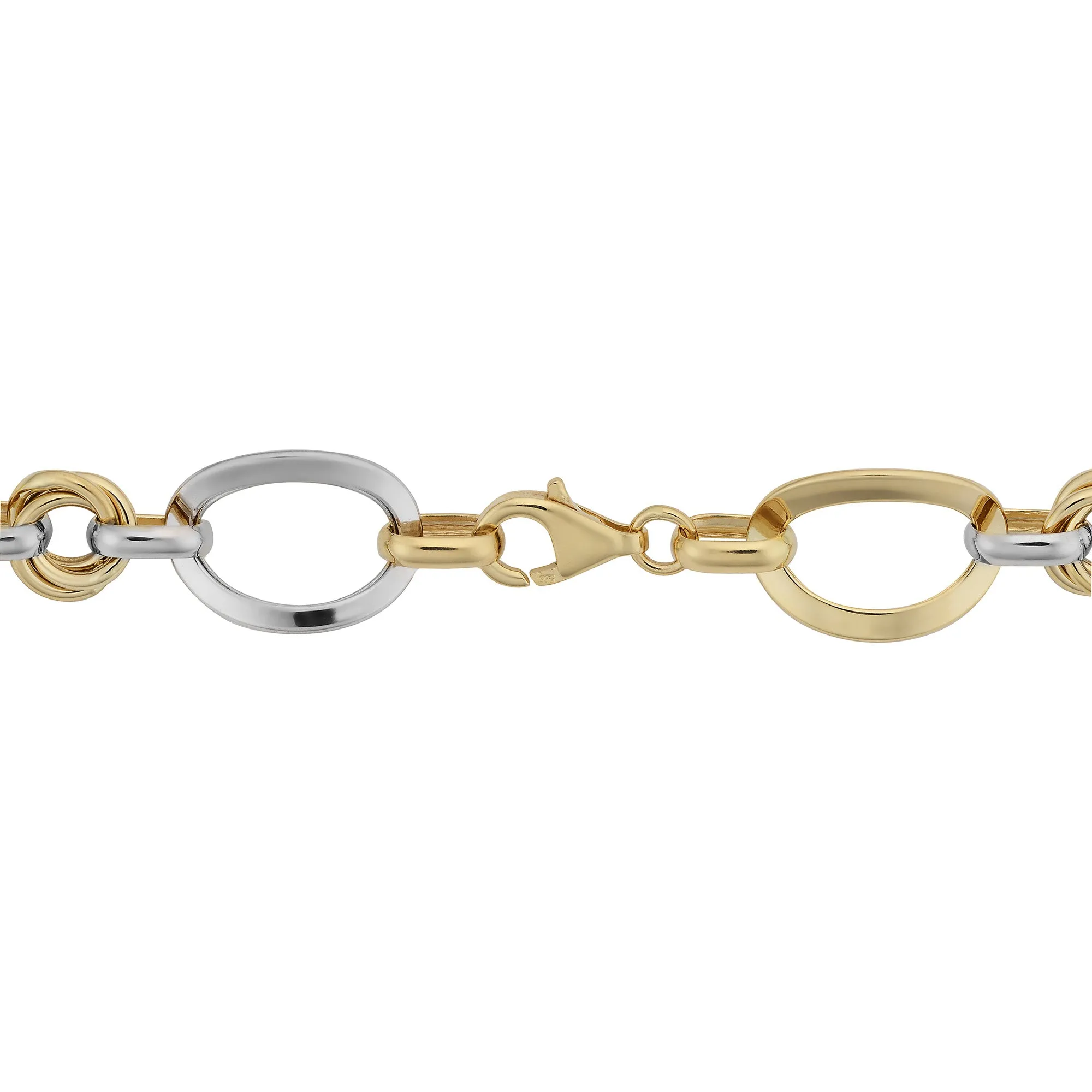 14k White And Yellow Gold Oval Link Womens Bracelet, 7.5"