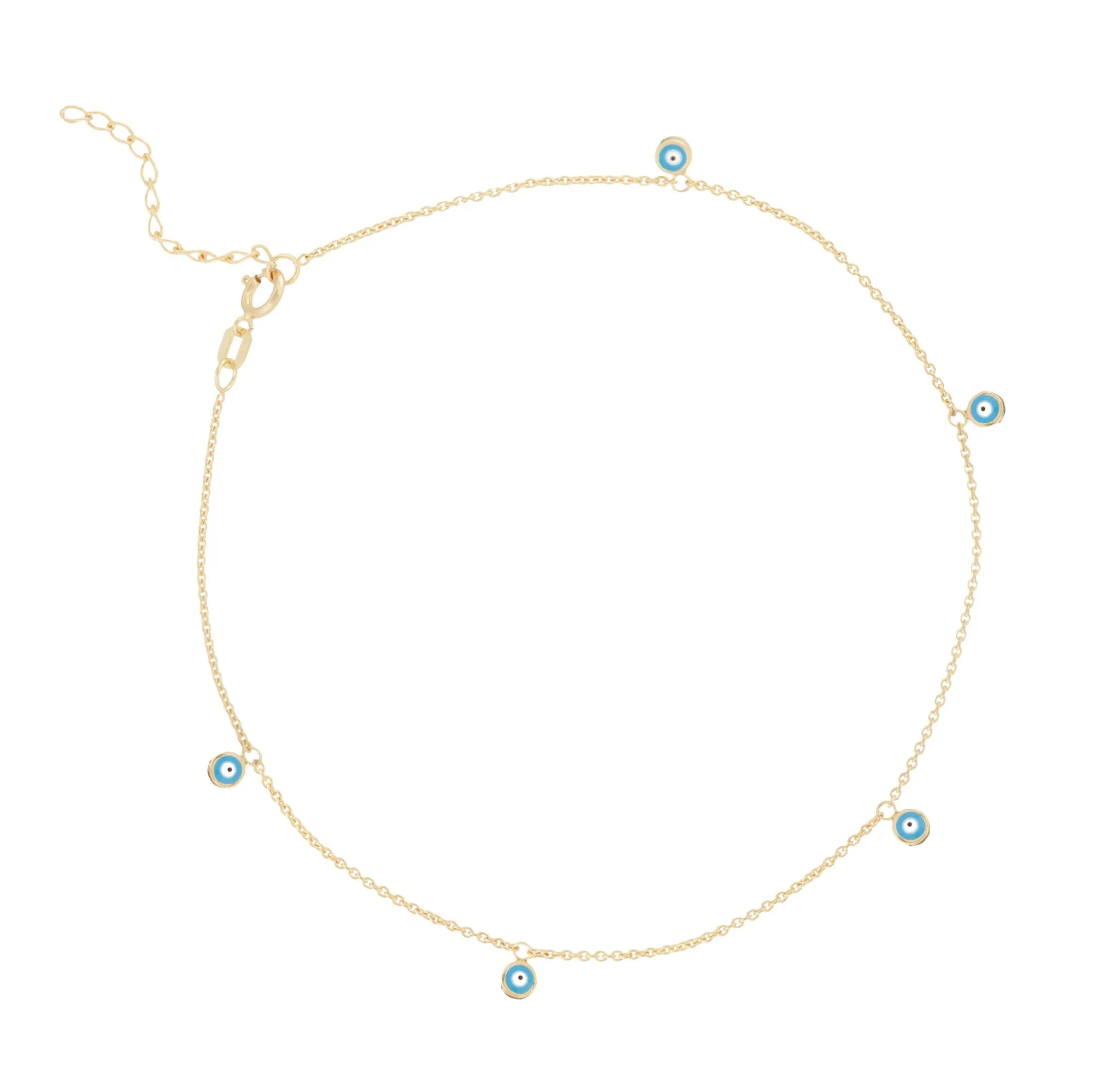 14k Yellow Gold Evil Eye Anklet