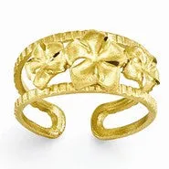 14k Yellow Gold Plumeria Toe Ring