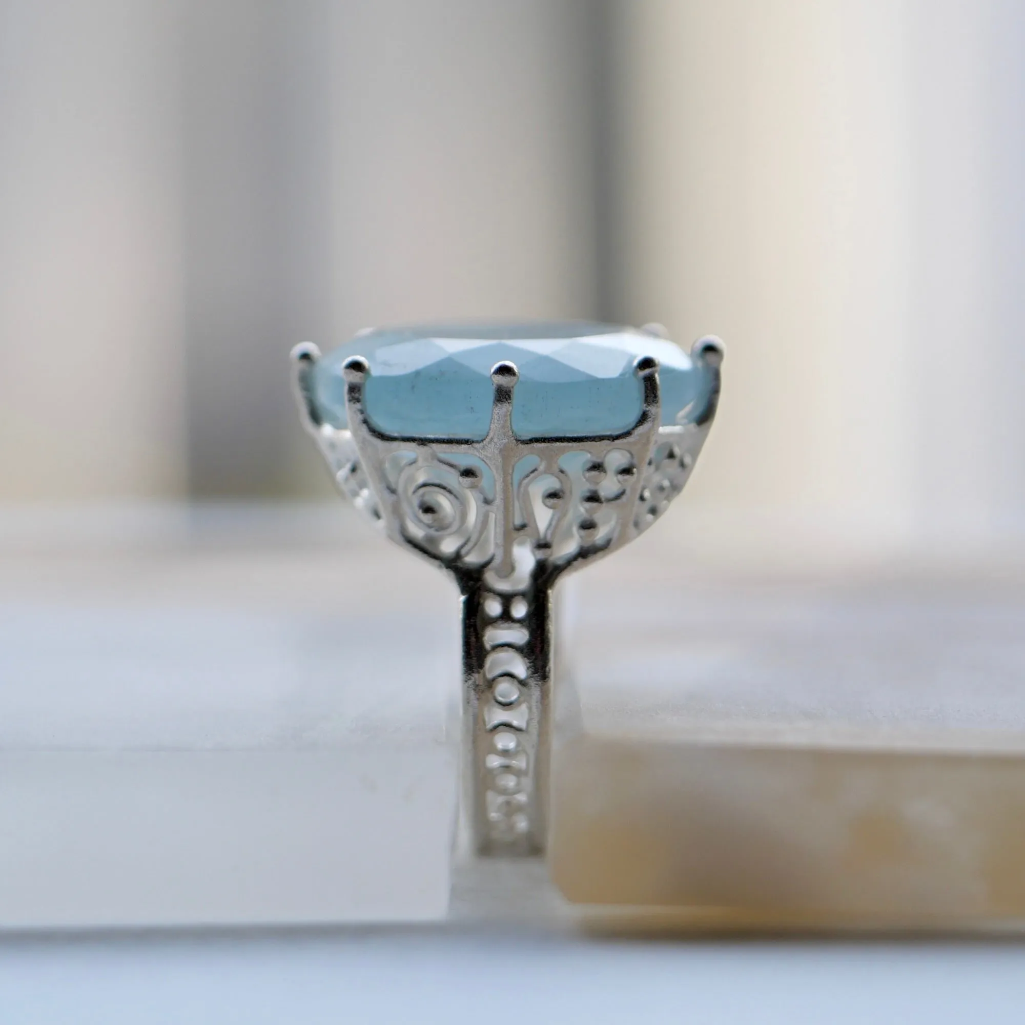 33. Aquamarine Silver Ring / 23R-55