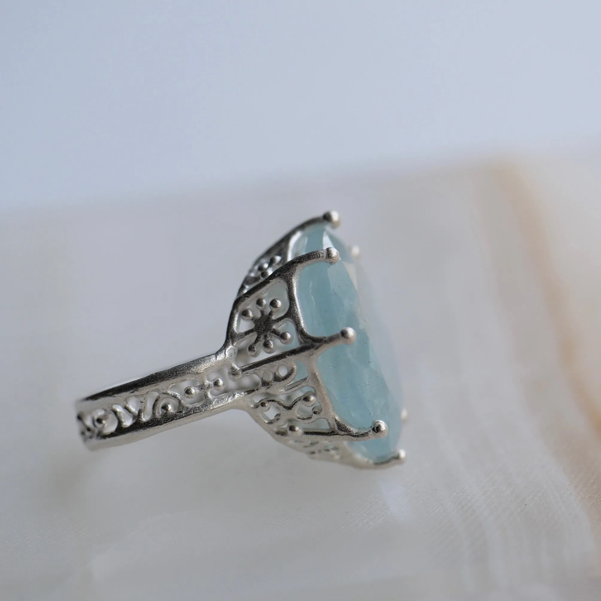 33. Aquamarine Silver Ring / 23R-55