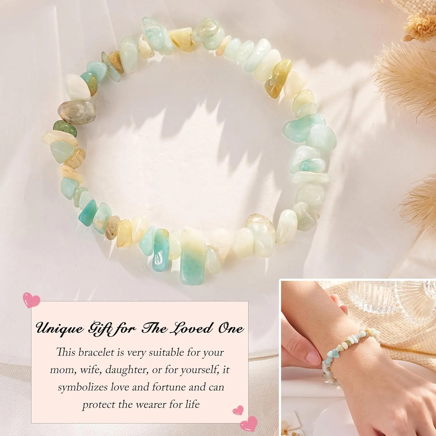 Amazonite Bracelet - Natural Stone Healing Crystal and Gemstone Protection Bracelet - Stress Anxiety Relief