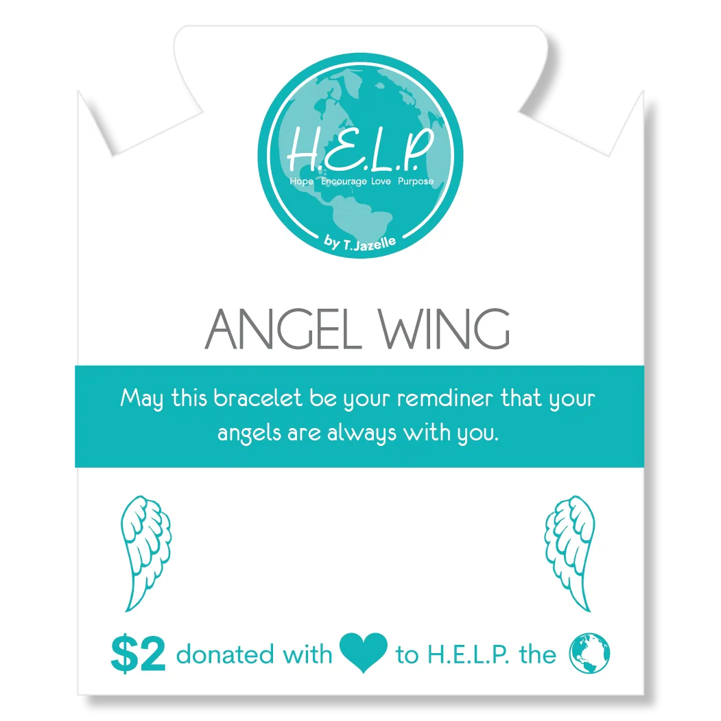 Angel Wing Cutout Charm with Blue and White Jade Charity Bracelet