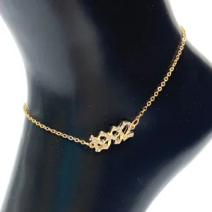 Anklet Metal Year Rhinestone Gold