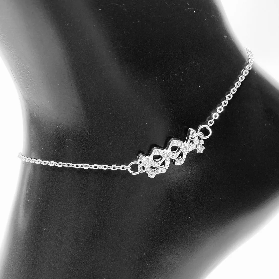Anklet Metal Year Rhinestone Silver