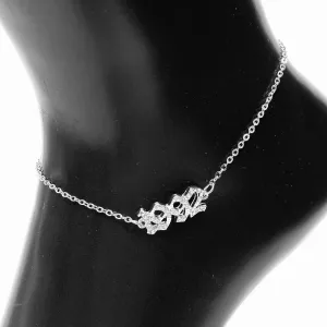 Anklet Metal Year Rhinestone Silver