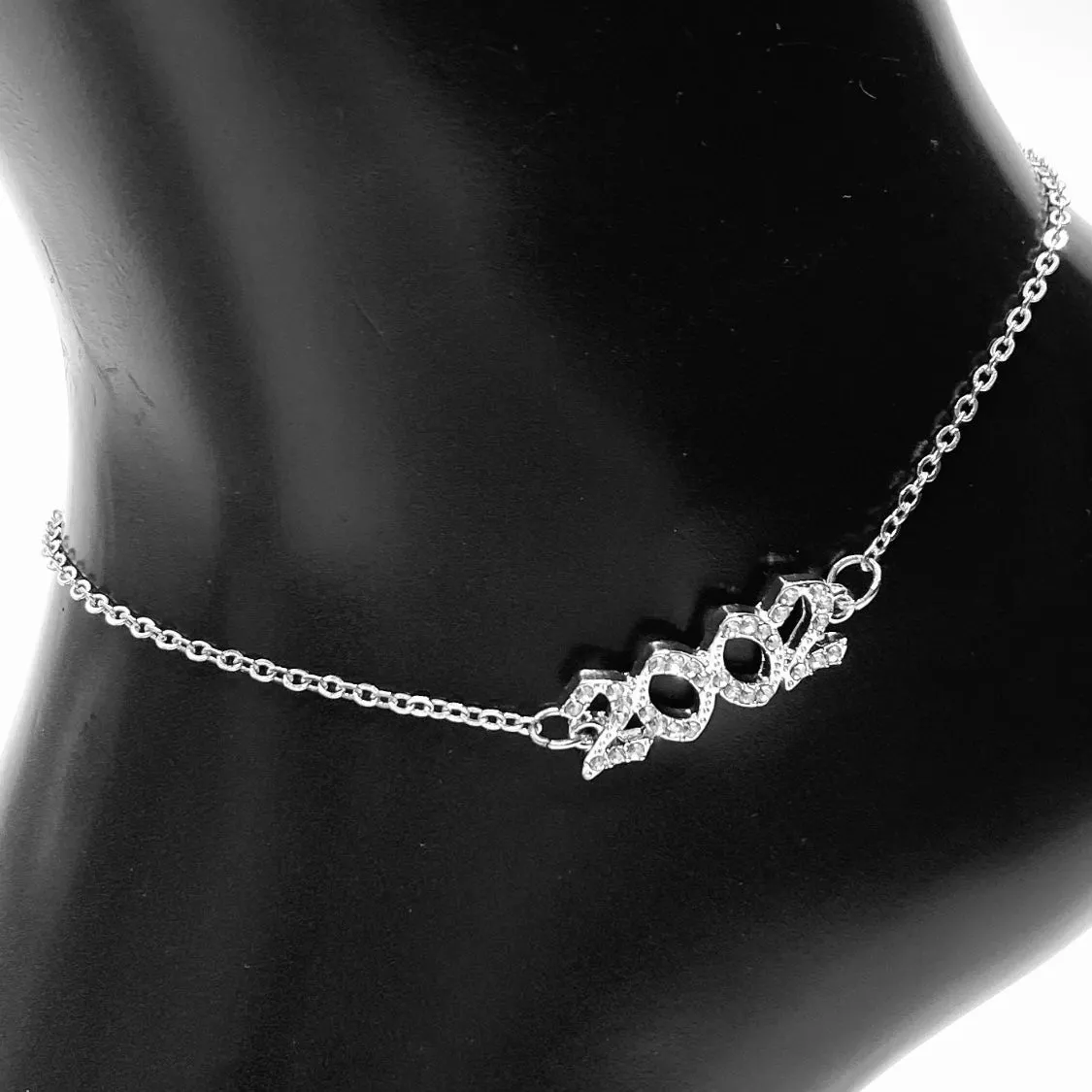 Anklet Metal Year Rhinestone Silver