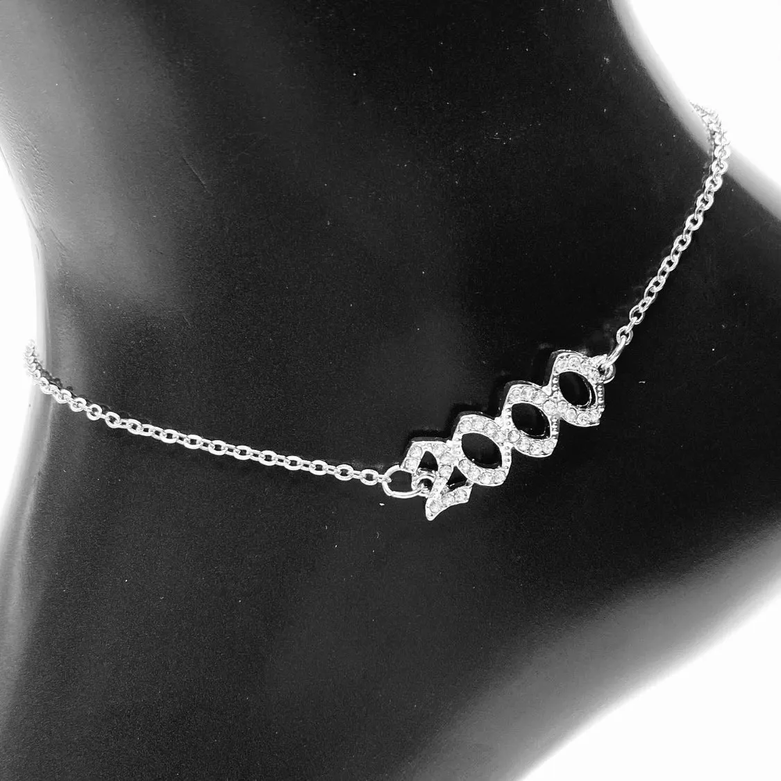 Anklet Metal Year Rhinestone Silver