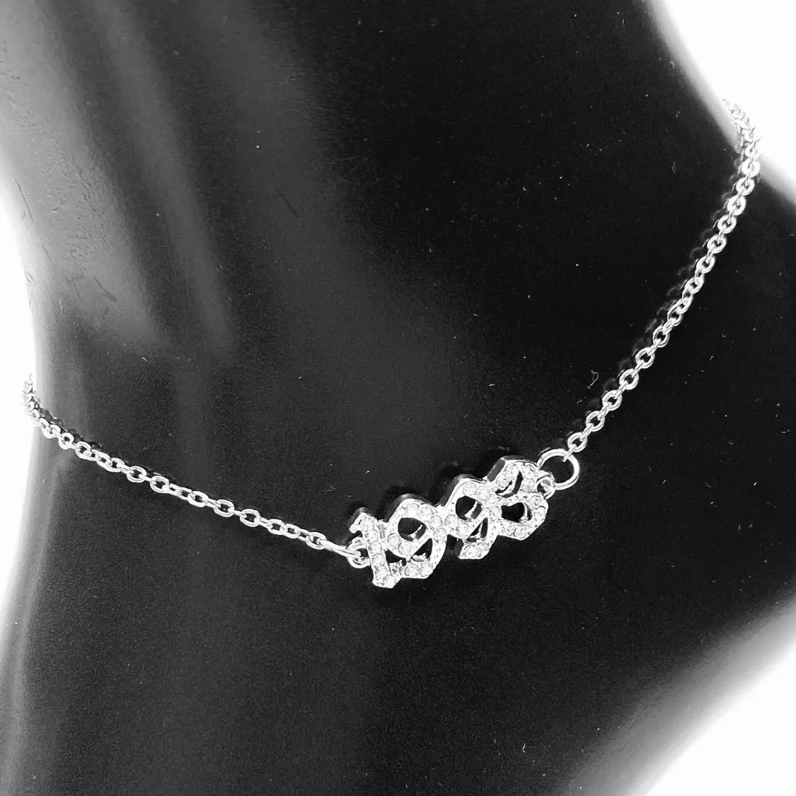 Anklet Metal Year Rhinestone Silver