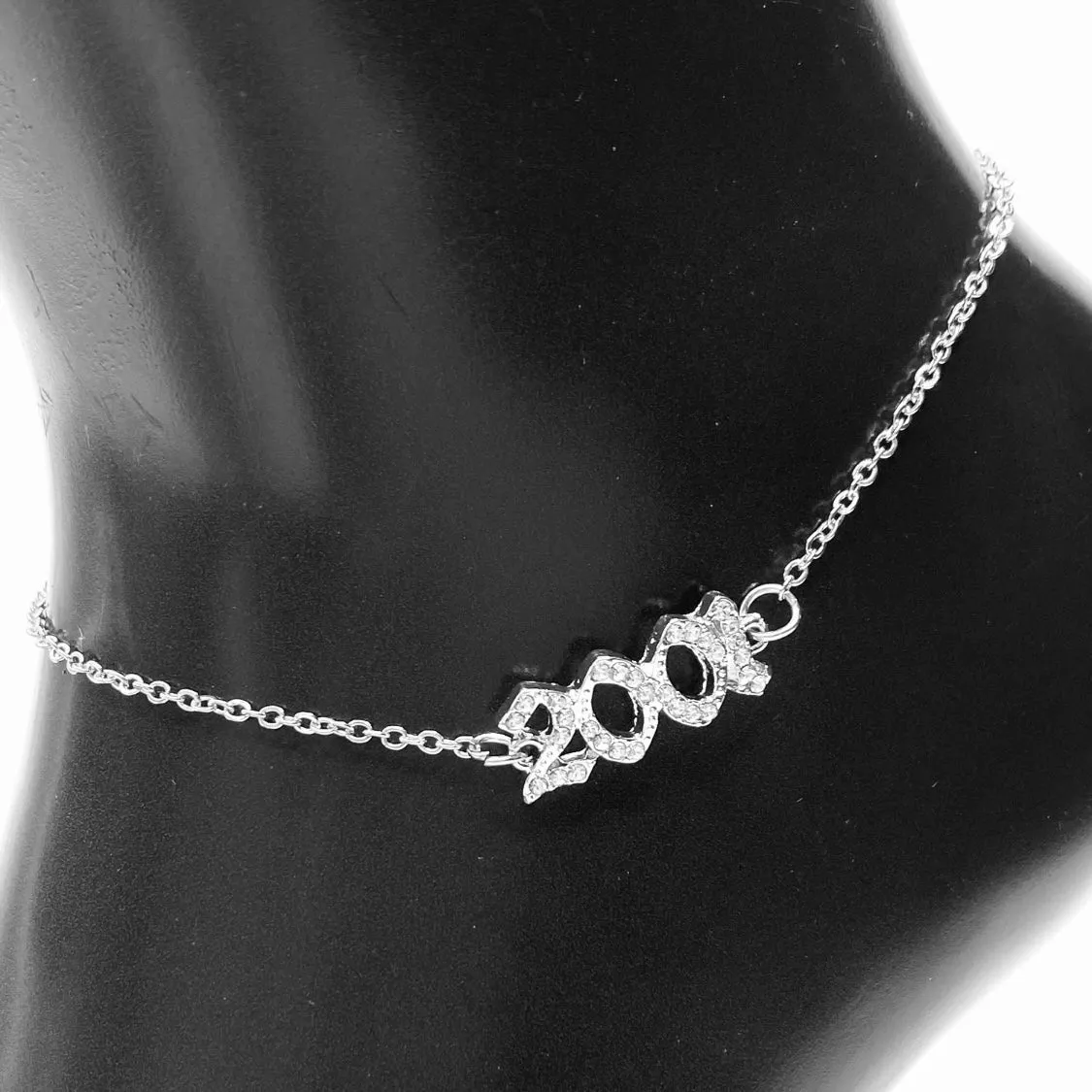 Anklet Metal Year Rhinestone Silver