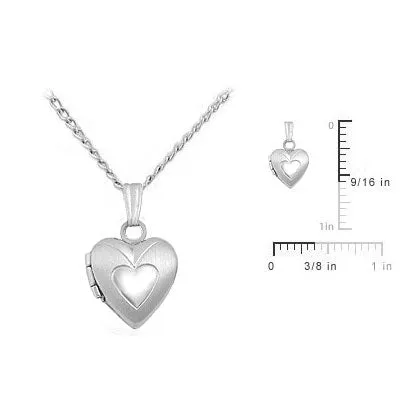 Babies And Toddlers Sterling Silver Heart Locket With 13 Inches Chain