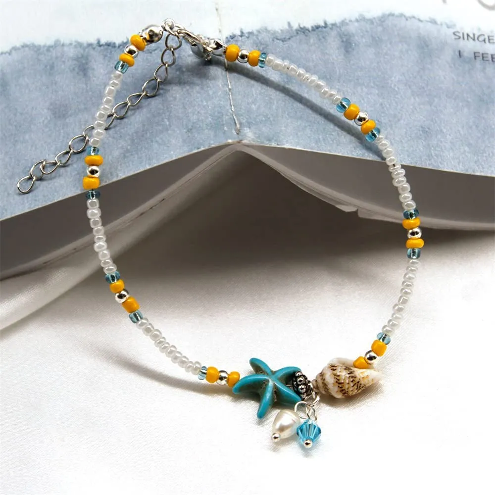 Boho Starfish Beaded Anklets