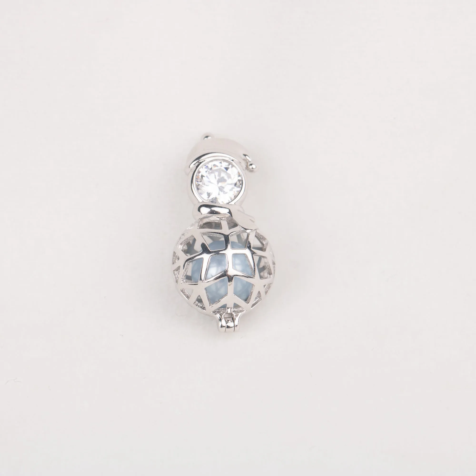 C030055 sterling silver snow man shape Freshwater pearl cage pendant necklace jewelry locket for pearl party