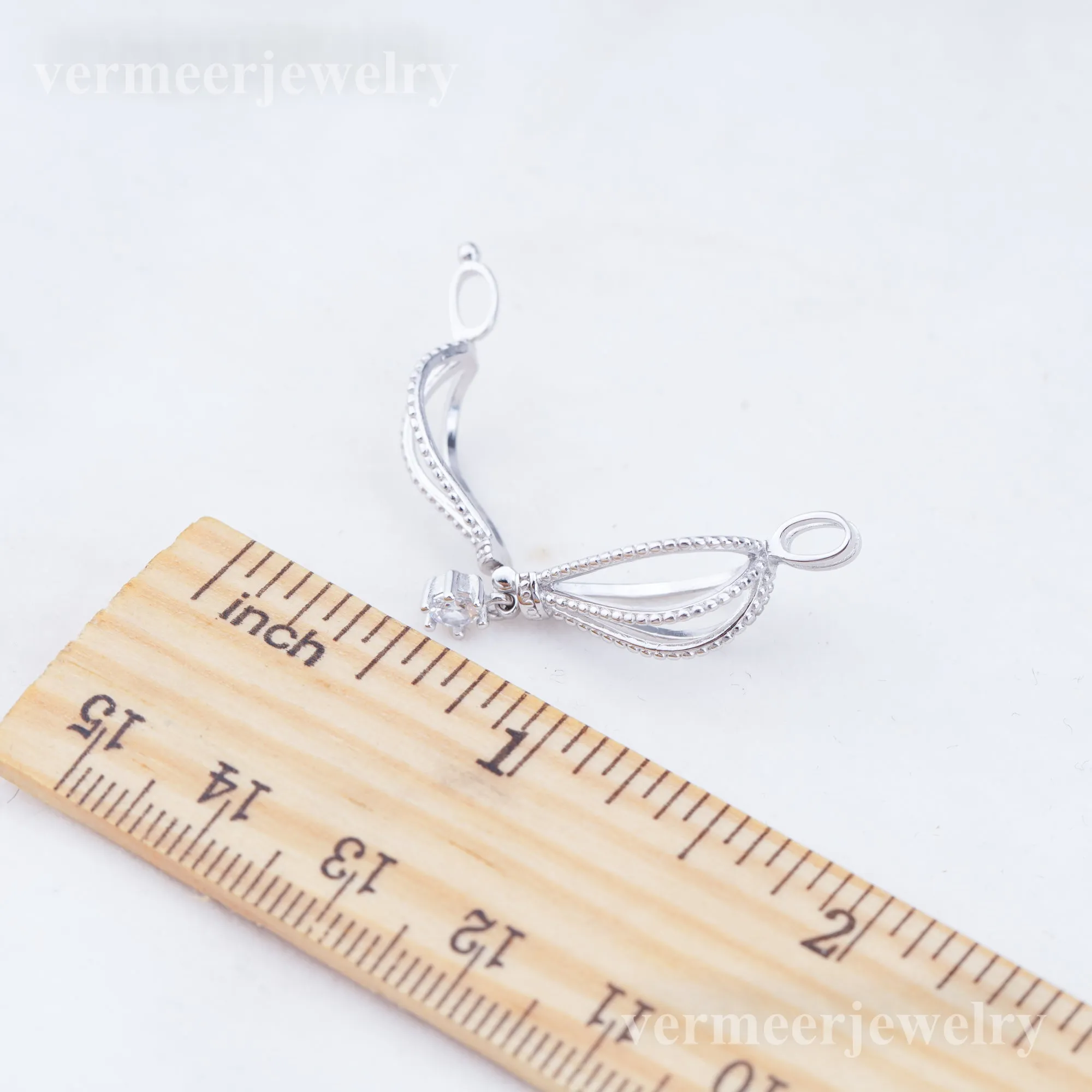 C030124 sterling silver Freshwater pearl cage pendant necklace jewelry locket for pearl party