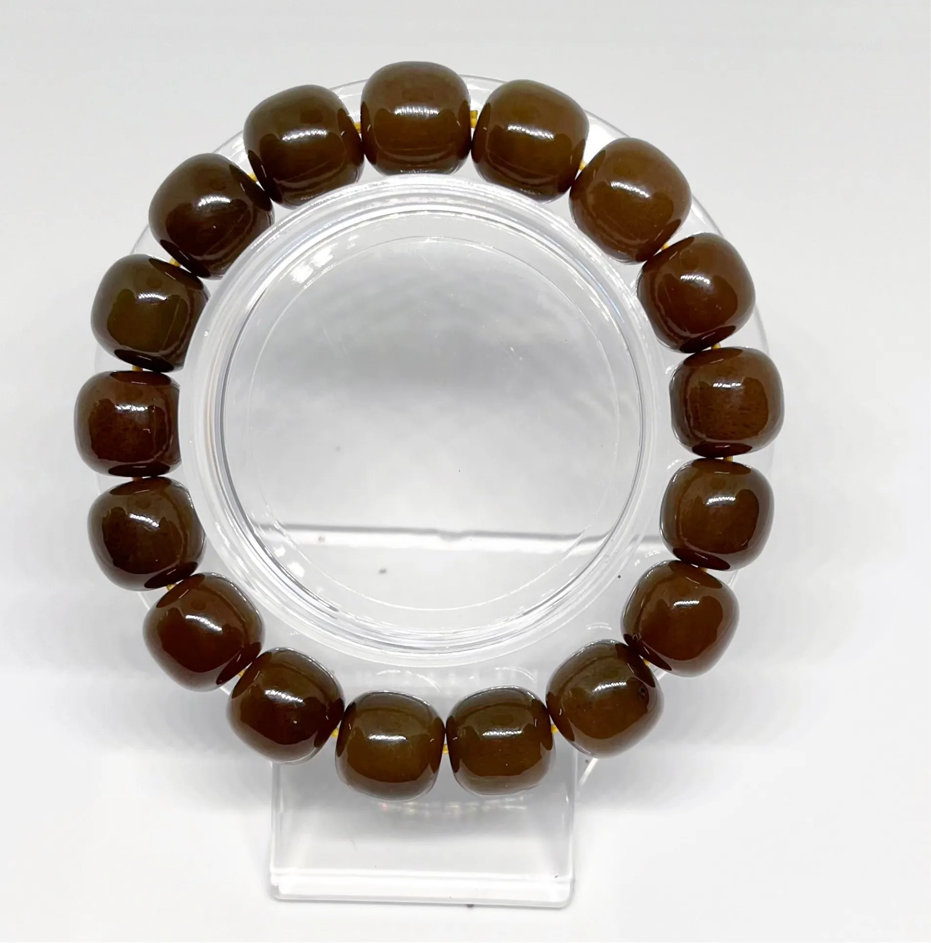 Certified high quality sugar brown genuine nephrite / Hetian Jade Bracelet - 11.5mm big size barrel beads