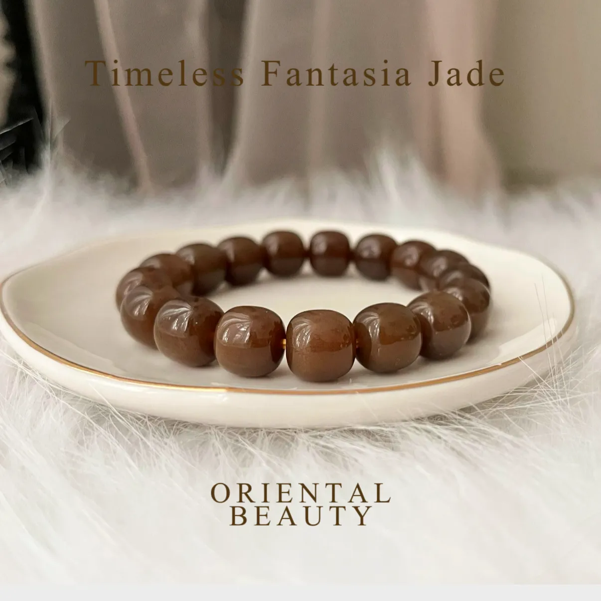 Certified high quality sugar brown genuine nephrite / Hetian Jade Bracelet - 11.5mm big size barrel beads