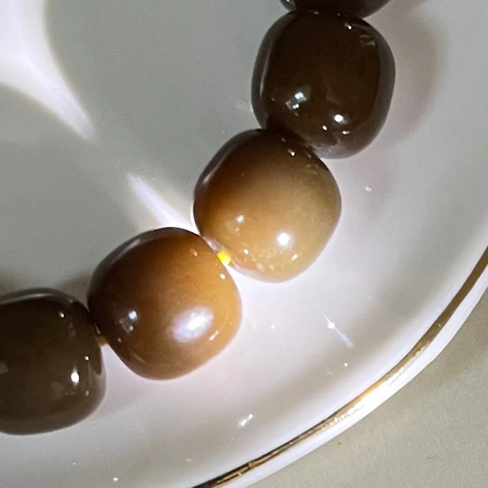 Certified high quality sugar brown genuine nephrite / Hetian Jade Bracelet - 11.5mm big size barrel beads
