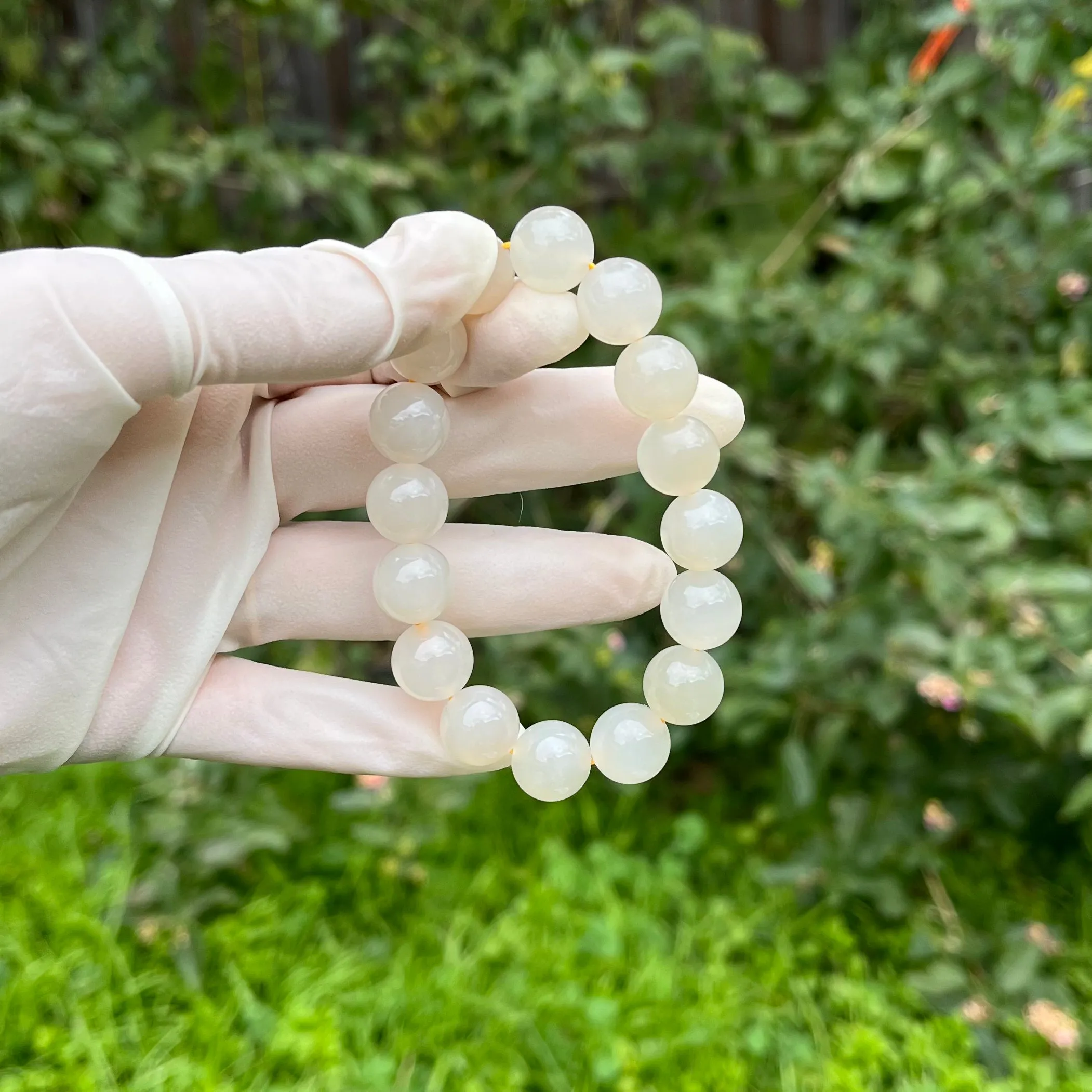 Certified Honey water Slight sugar color genuine nephrite jade / Hetian Jade Bracelet - 12mm beads