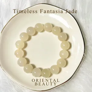 Certified Honey water Slight sugar color genuine nephrite jade / Hetian Jade Bracelet - 12mm beads