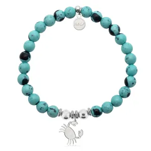 Crab Charm with Blue Zebra Jade Charity Bracelet