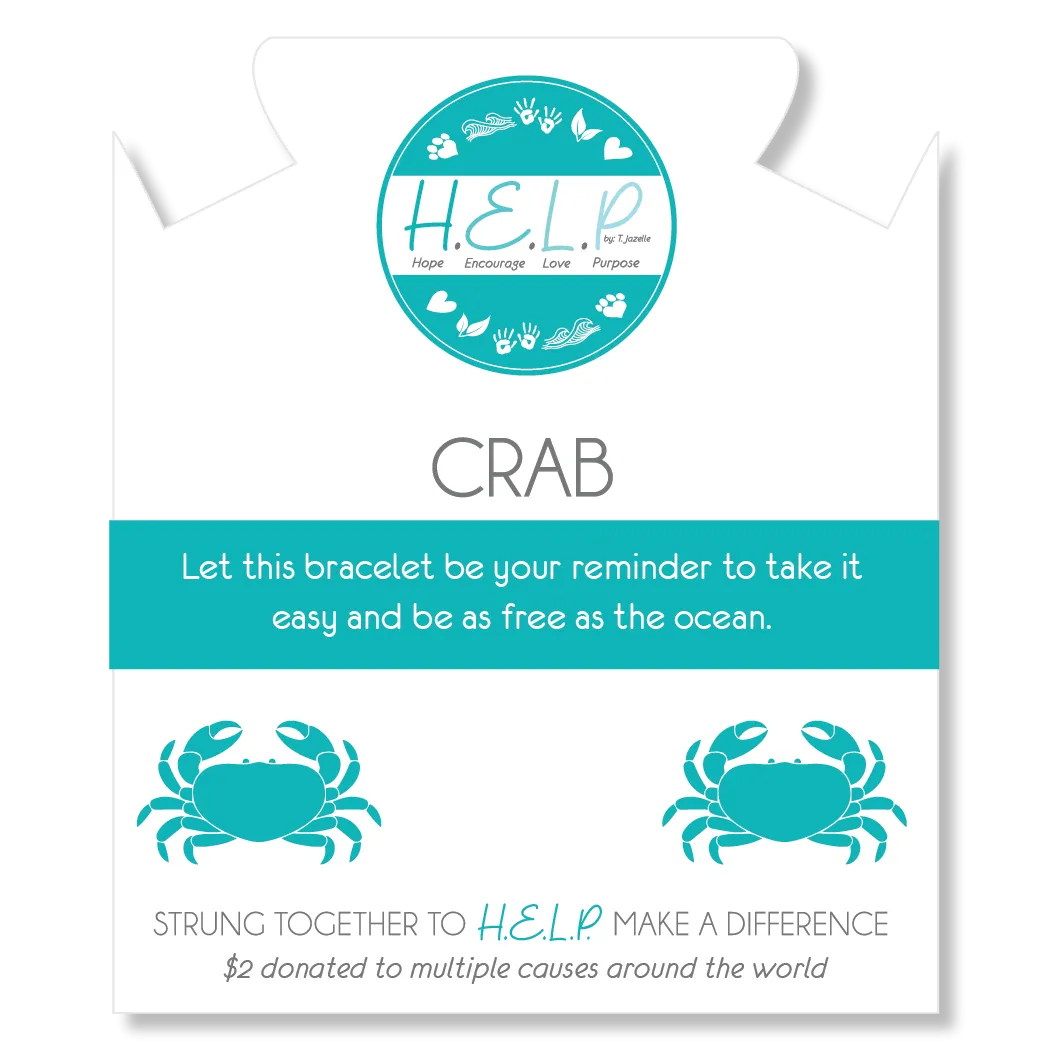 Crab Charm with Blue Zebra Jade Charity Bracelet