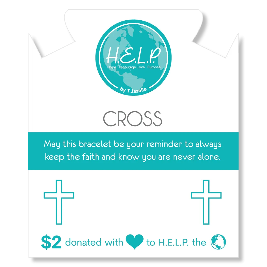 Cross Charm with Blue Zebra Jade Charity Bracelet