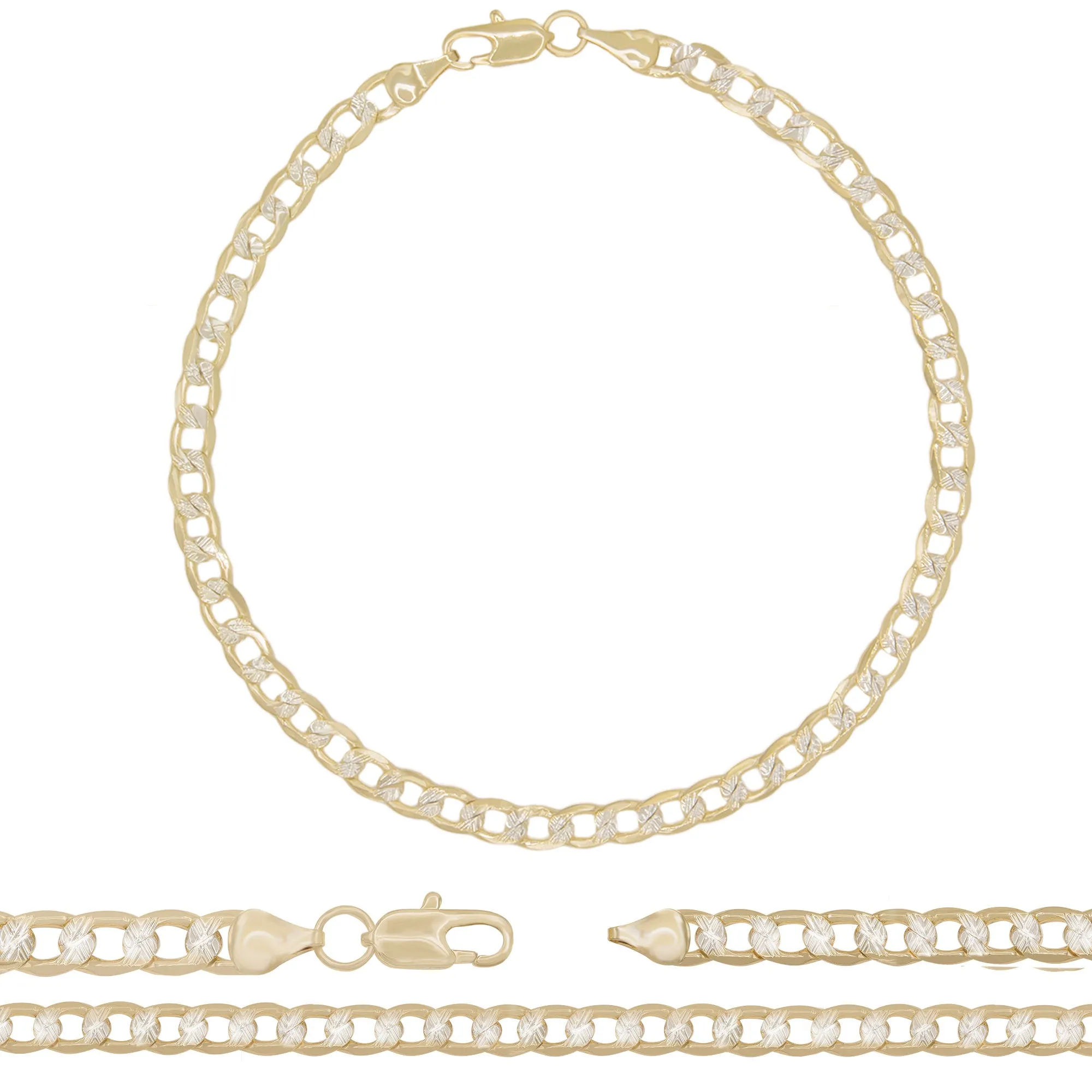 Cuban Link Anklet 14K Gold Filled Diamond Cut Jewelry Women 9.5''