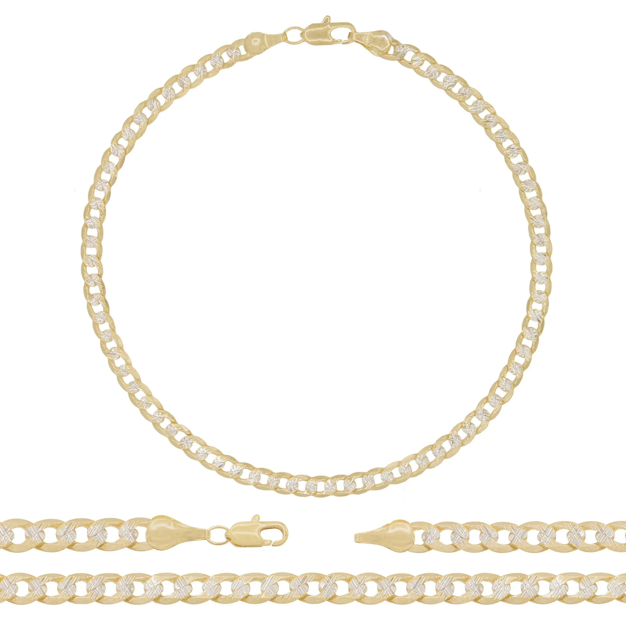 Cuban Link Anklet 14K Gold Filled Diamond Cut Jewelry Women 9.5''