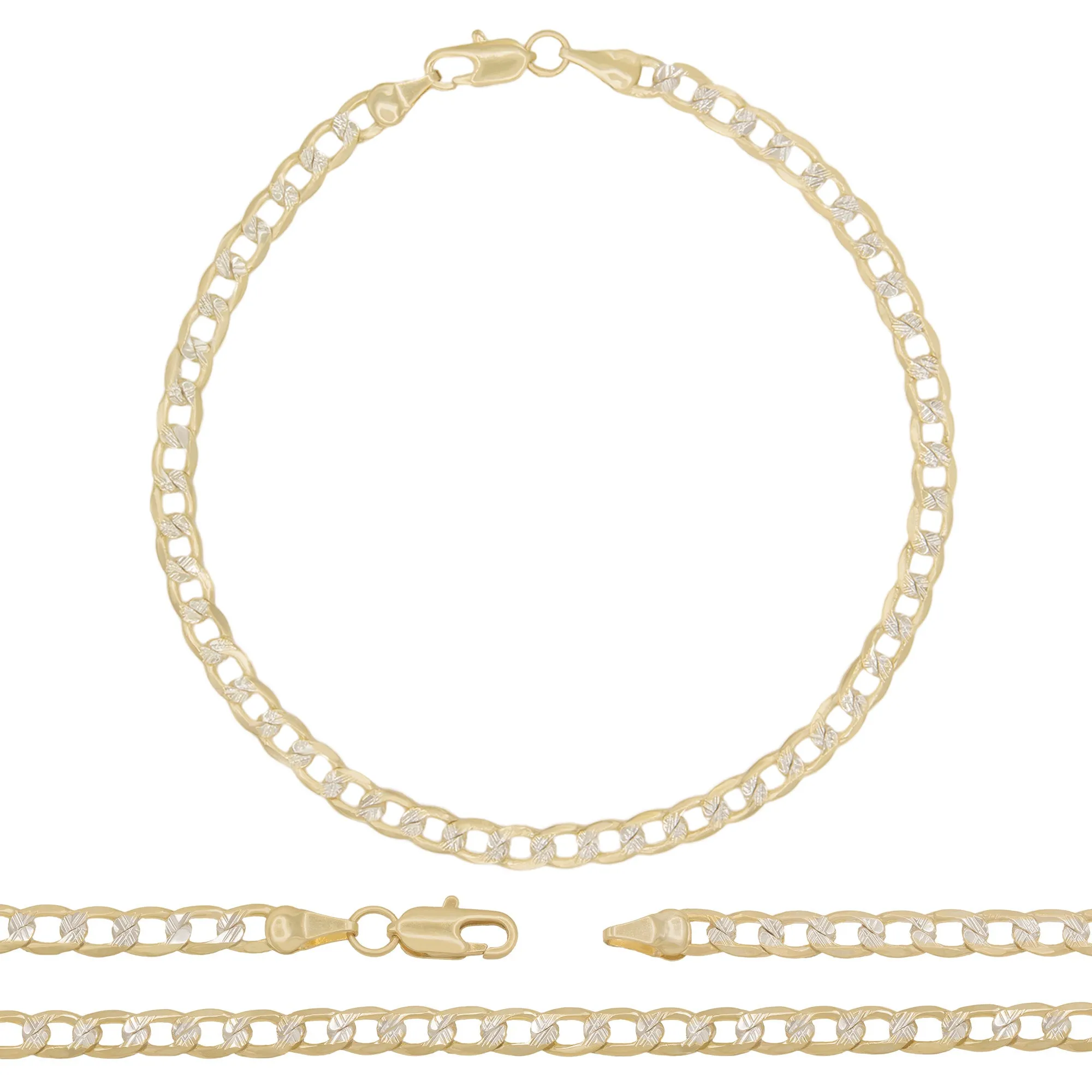 Cuban Link Anklet 14K Gold Filled Diamond Cut Jewelry Women 9.5''