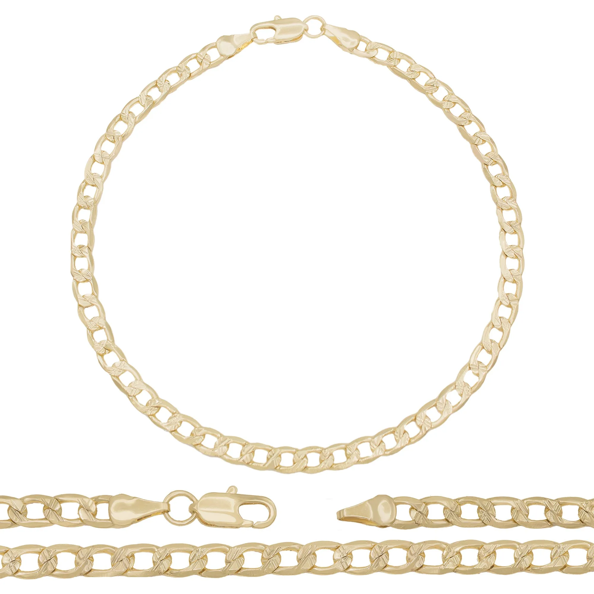 Cuban Link Anklet 14K Gold Filled Diamond Cut Jewelry Women 9.5''