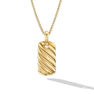 David Yurman Petite Sculpted Cable Tag in 18K Yellow Gold 24mm