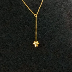 Flower Lariat Necklace with Diamond Center