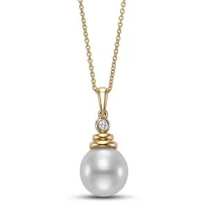 Freshwater Pearl & Diamond Pendant Necklace