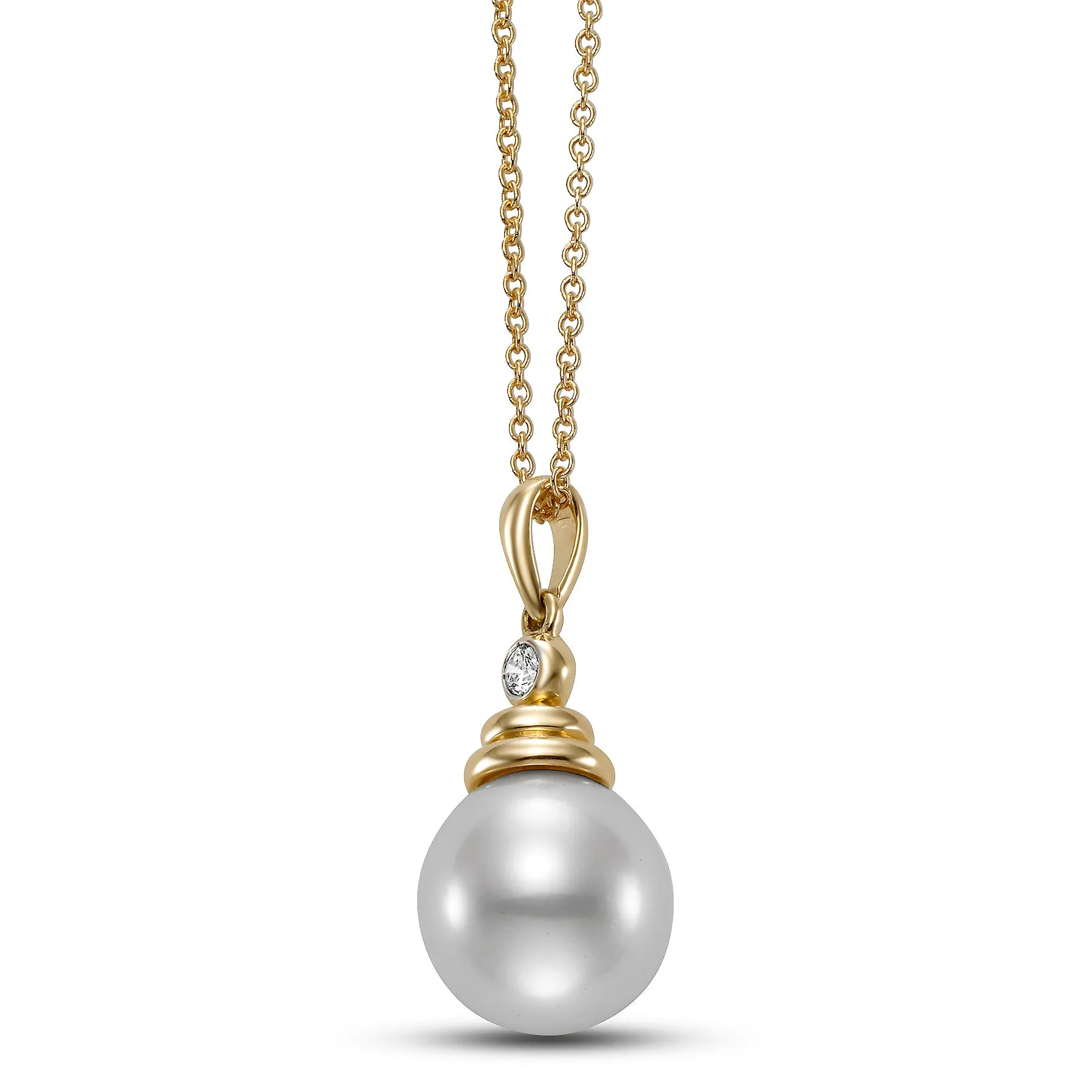 Freshwater Pearl & Diamond Pendant Necklace