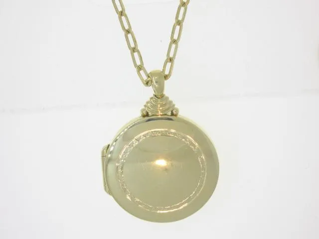 Large Round Locket with Hand-Engraved Detailing