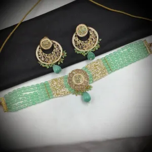 Mint Green Gold Look Necklace Set 18185-5367 Mint Green Gold Look Necklace Set 18185-5367