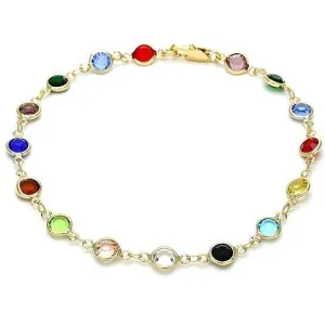 Multi Color Crystal Round Anklet