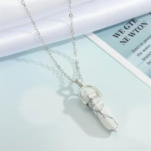 N2024 Silver White Crackle Imitation Stone Necklace with FREE Earrings