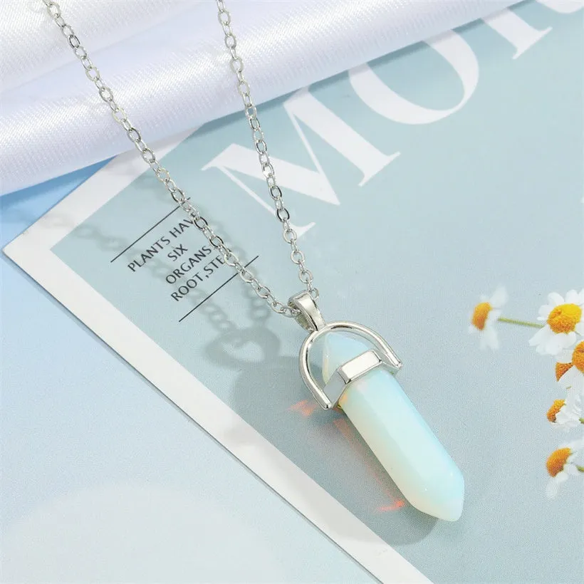 N2027 Silver Pearl White/Iridescent Imitation Stone Necklace with FREE Earrings