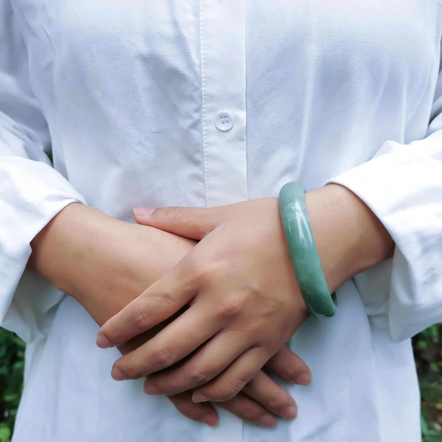 Natural Green Jade Bangle Bracelet for Women Genuine with Certificate丨100% Grade A Jade Handmade Bracelets - Healing Protection Good Luck Bracelet Bangles with Jewelry Box (54-64mm)