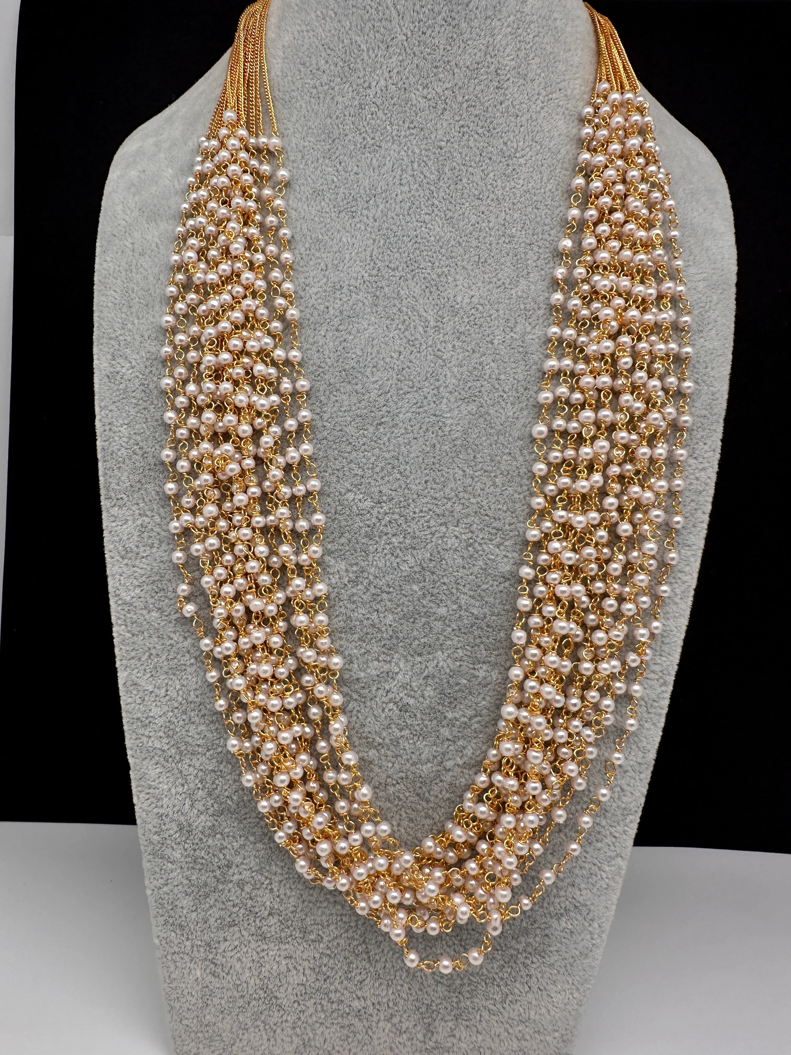 Pearl Bunch Multi Color 12 Line Necklace