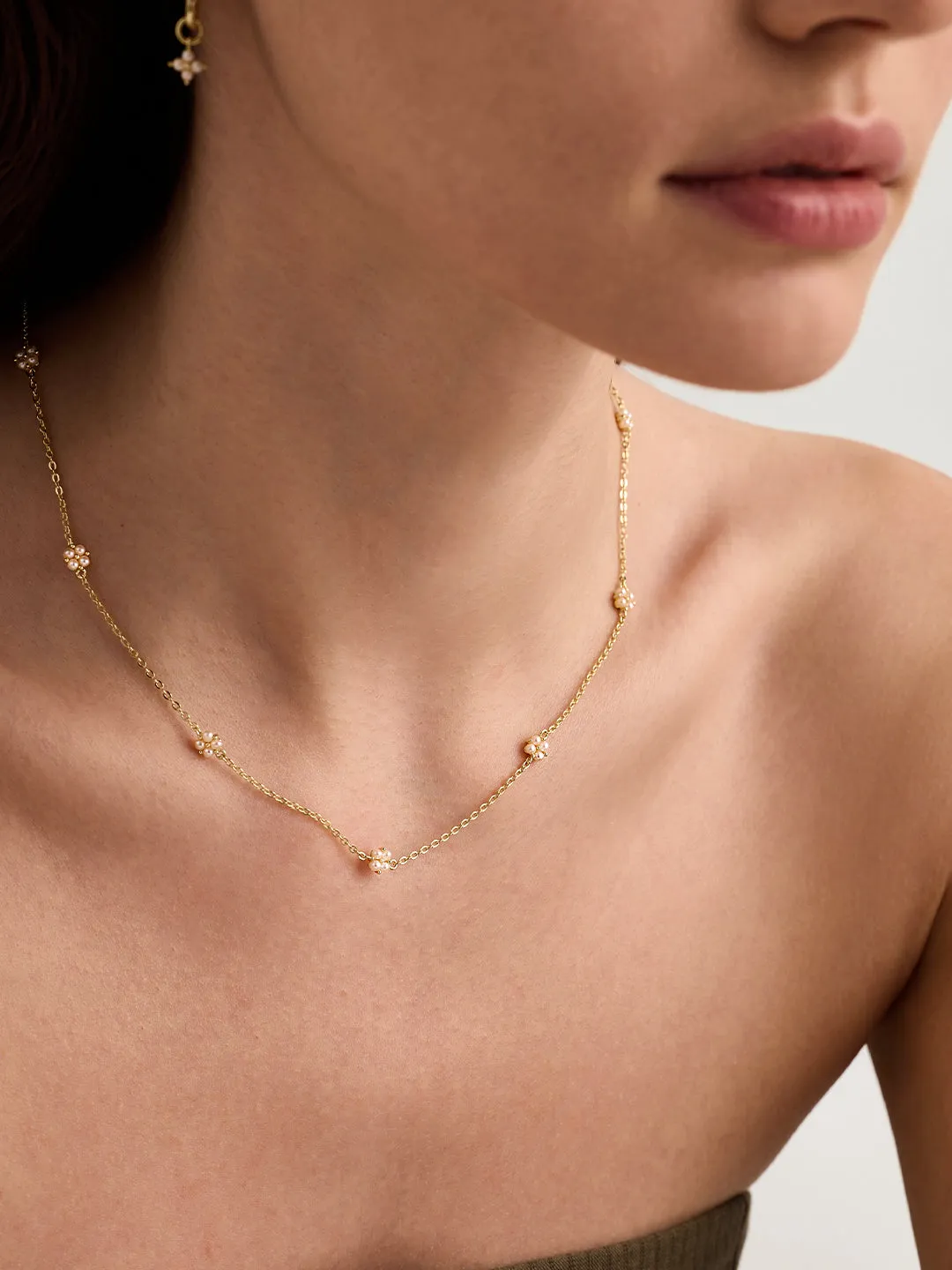 Pearl Cluster Station Necklace