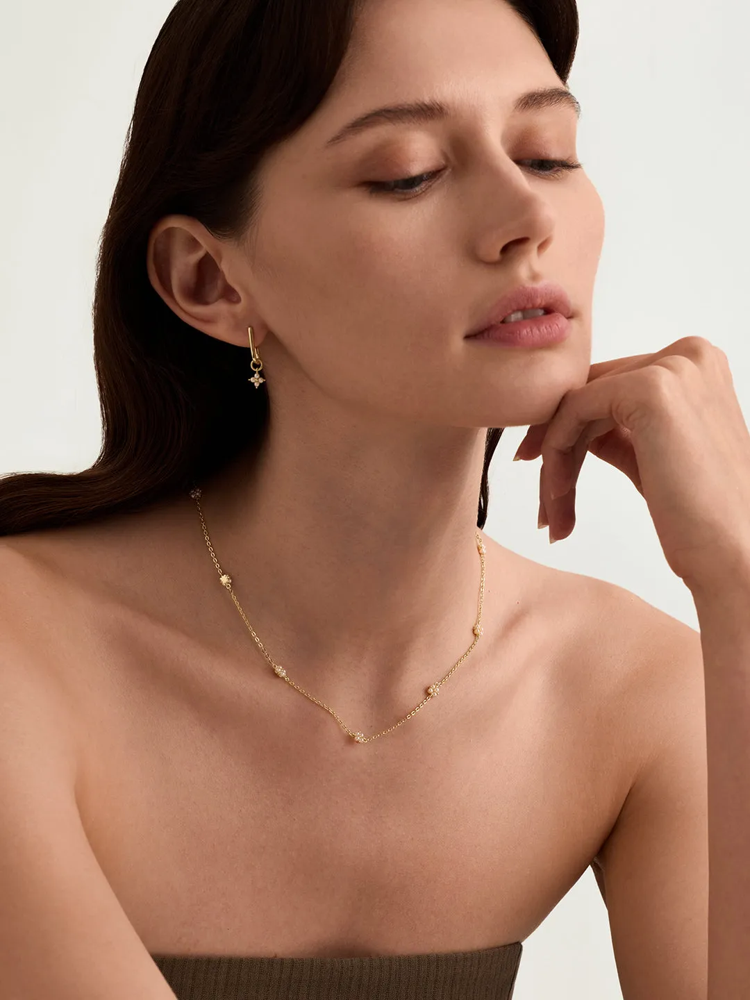 Pearl Cluster Station Necklace