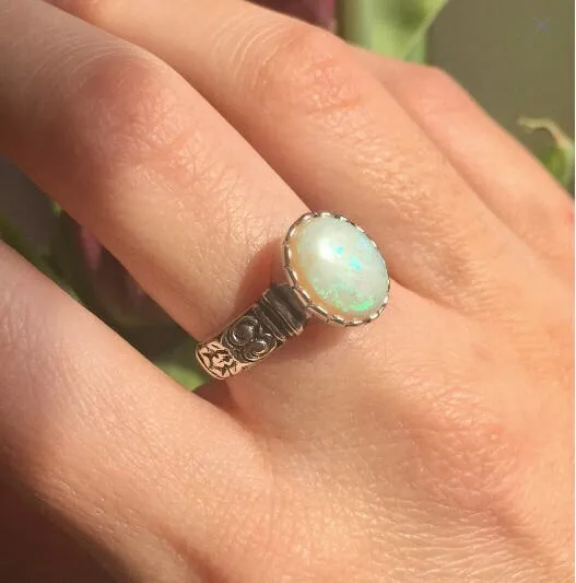 Pink Boho Ring - Solitaire Coral Ring - Coral Tribal Band