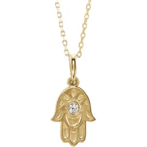 Platinum or 14k Gold or Sterling Silver .03 CTW Diamond Hamsa Necklace Platinum or 14k Gold or Sterling Silver .03 CTW Diamond Hamsa Necklace