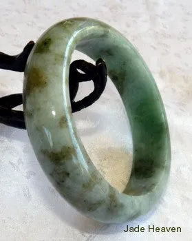 "Mossy"  Green Veins Jadeite Jade  Bangle A Grade 58mm   Certificate (775)
