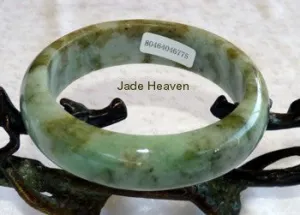 "Mossy"  Green Veins Jadeite Jade  Bangle A Grade 58mm   Certificate (775)