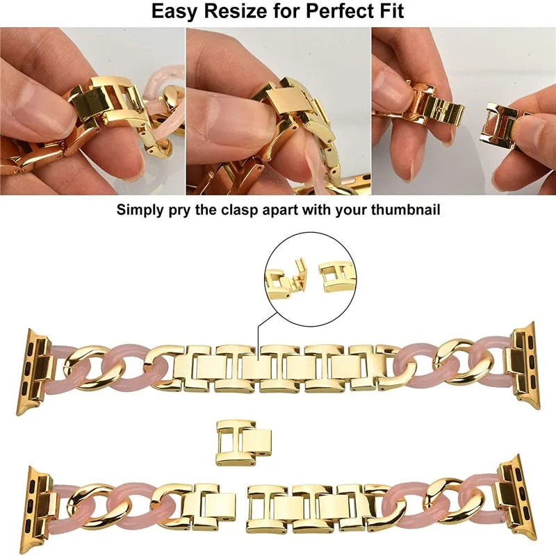 Resin Strap for Apple Series 7 6 Chain iWatch Loop Watchband Bracelet