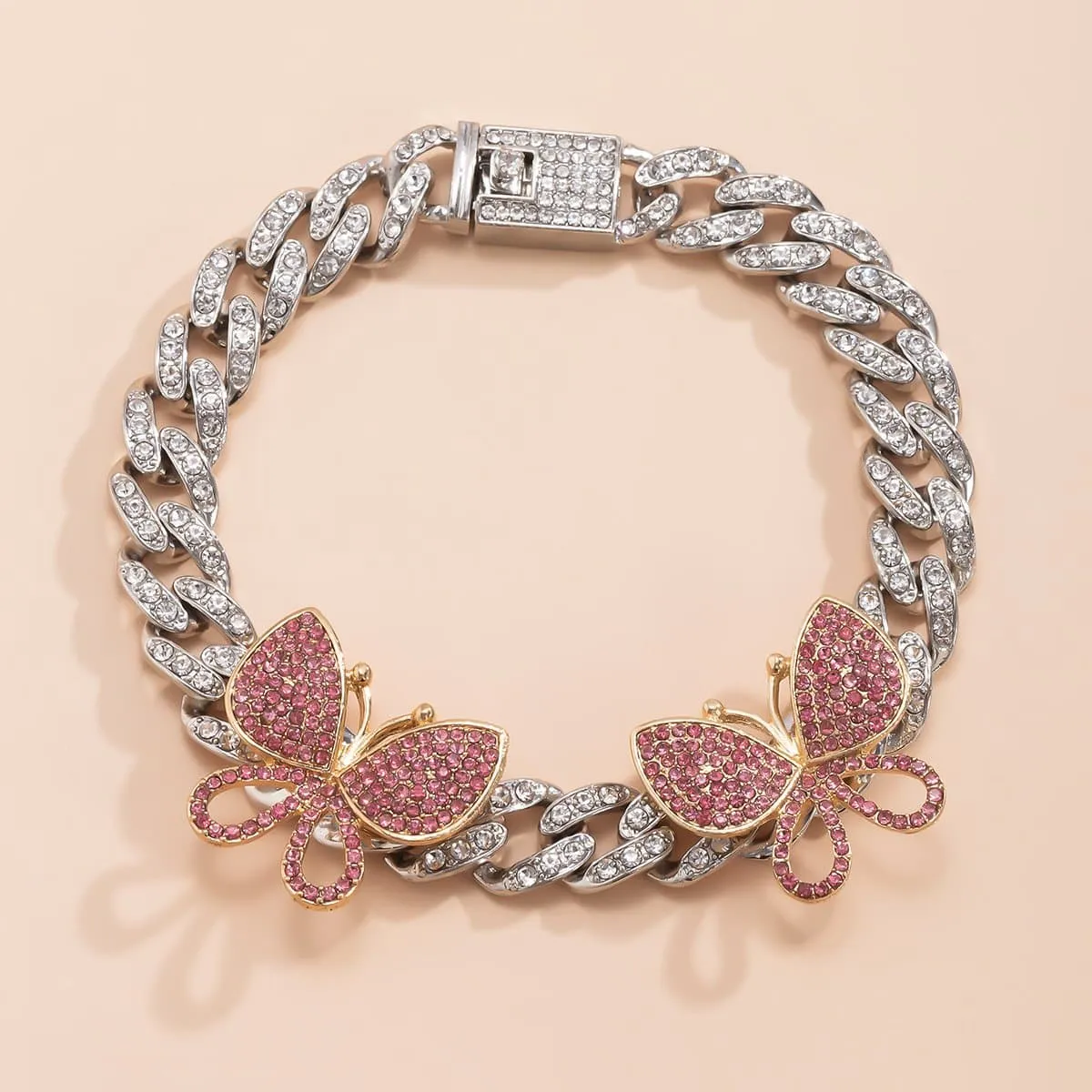 Rhinestone Decor Butterfly Charm Anklet
