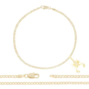 Scorpion Pendant 14K Gold Filled Cubic Zirconia Anklet 10" Set 2.5 mm Women Jewelry